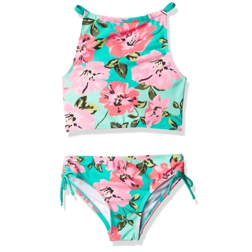 NWT Girl’s Kanu Daisy Surf Floral Bikini Set with UPF 50